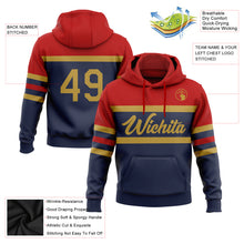 Load image into Gallery viewer, Custom Stitched Navy Old Gold-Red Line Sports Pullover Sweatshirt Hoodie