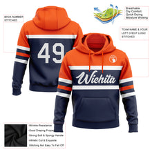 Load image into Gallery viewer, Custom Stitched Navy White-Orange Line Sports Pullover Sweatshirt Hoodie