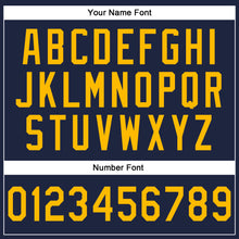 Load image into Gallery viewer, Custom Stitched Navy Gold-Orange Line Sports Pullover Sweatshirt Hoodie