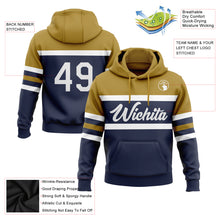 Load image into Gallery viewer, Custom Stitched Navy White-Old Gold Line Sports Pullover Sweatshirt Hoodie