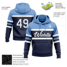 Load image into Gallery viewer, Custom Stitched Navy White-Light Blue Line Sports Pullover Sweatshirt Hoodie