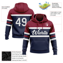 Load image into Gallery viewer, Custom Stitched Navy White-Crimson Line Sports Pullover Sweatshirt Hoodie