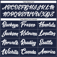 Load image into Gallery viewer, Custom Stitched Navy White-Neon Green Line Sports Pullover Sweatshirt Hoodie