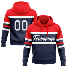 Load image into Gallery viewer, Custom Stitched Navy White-Fire Red Line Sports Pullover Sweatshirt Hoodie