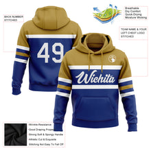 Load image into Gallery viewer, Custom Stitched Royal White-Old Gold Line Sports Pullover Sweatshirt Hoodie