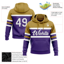Load image into Gallery viewer, Custom Stitched Purple White-Old Gold Line Sports Pullover Sweatshirt Hoodie