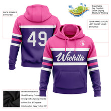 Load image into Gallery viewer, Custom Stitched Purple White-Pink Line Sports Pullover Sweatshirt Hoodie
