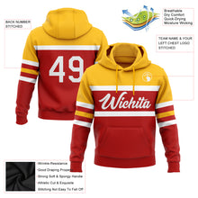 Load image into Gallery viewer, Custom Stitched Red White-Gold Line Sports Pullover Sweatshirt Hoodie