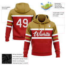 Load image into Gallery viewer, Custom Stitched Red White-Old Gold Line Sports Pullover Sweatshirt Hoodie