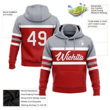 Load image into Gallery viewer, Custom Stitched Red White-Gray Line Sports Pullover Sweatshirt Hoodie