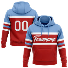 Load image into Gallery viewer, Custom Stitched Red White-Light Blue Line Sports Pullover Sweatshirt Hoodie