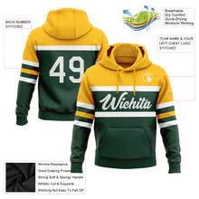 Load image into Gallery viewer, Custom Stitched Green White-Gold Line Sports Pullover Sweatshirt Hoodie