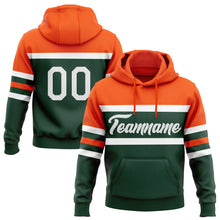 Load image into Gallery viewer, Custom Stitched Green White-Orange Line Sports Pullover Sweatshirt Hoodie