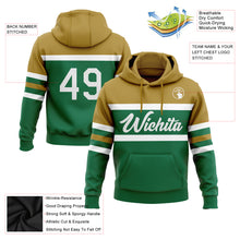 Load image into Gallery viewer, Custom Stitched Kelly Green White-Old Gold Line Sports Pullover Sweatshirt Hoodie