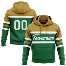 Load image into Gallery viewer, Custom Stitched Kelly Green White-Old Gold Line Sports Pullover Sweatshirt Hoodie