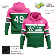 Load image into Gallery viewer, Custom Stitched Kelly Green White-Pink Line Sports Pullover Sweatshirt Hoodie