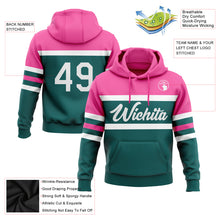 Load image into Gallery viewer, Custom Stitched Teal White-Pink Line Sports Pullover Sweatshirt Hoodie