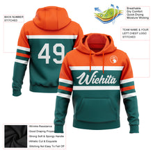 Load image into Gallery viewer, Custom Stitched Teal White-Orange Line Sports Pullover Sweatshirt Hoodie