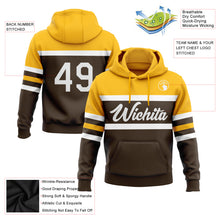 Load image into Gallery viewer, Custom Stitched Brown White-Gold Line Sports Pullover Sweatshirt Hoodie