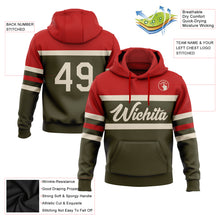 Load image into Gallery viewer, Custom Stitched Olive Cream-Red Line Sports Pullover Sweatshirt Salute To Service Hoodie