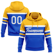 Load image into Gallery viewer, Custom Stitched Thunder Blue White-Gold Line Sports Pullover Sweatshirt Hoodie