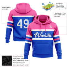 Load image into Gallery viewer, Custom Stitched Thunder Blue White-Pink Line Sports Pullover Sweatshirt Hoodie