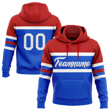 Load image into Gallery viewer, Custom Stitched Thunder Blue White-Red Line Sports Pullover Sweatshirt Hoodie
