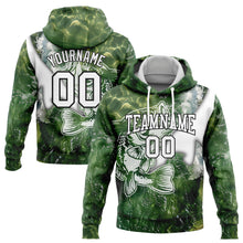 Load image into Gallery viewer, Custom Stitched Green White-Black 3D Largemouth Bass Fish Fishing Sports Pullover Sweatshirt Hoodie