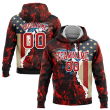Load image into Gallery viewer, Custom Stitched Red White 3D American Flag And Largemouth Bass Fish Fishing Sports Pullover Sweatshirt Hoodie