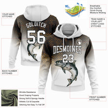 Load image into Gallery viewer, Custom Stitched White Black-Old Gold 3D Rainbow Trout Fish Fishing Sports Pullover Sweatshirt Hoodie