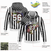 Load image into Gallery viewer, Custom Stitched Black White 3D American Flag And Smallmouth Bass Fish Fishing Sports Pullover Sweatshirt Hoodie