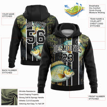 Load image into Gallery viewer, Custom Stitched Black White 3D Bluegill Fish Fishing Sports Pullover Sweatshirt Hoodie