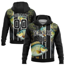Load image into Gallery viewer, Custom Stitched Black White 3D Bluegill Fish Fishing Sports Pullover Sweatshirt Hoodie