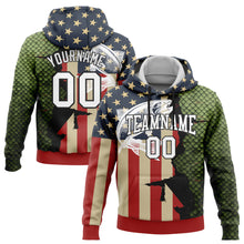 Load image into Gallery viewer, Custom Stitched Navy City Cream Red-Black 3D American Flag And Northern Pike Fish Fishing Sports Pullover Sweatshirt Hoodie