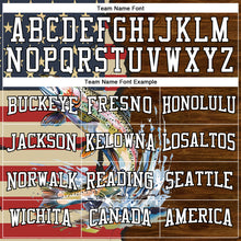 Load image into Gallery viewer, Custom Stitched Navy City Cream Red-Brown 3D American Flag And Rainbow Trout Fish Fishing Sports Pullover Sweatshirt Hoodie