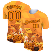 Load image into Gallery viewer, Custom Bay Orange Black 3D Halloween Performance T-Shirt