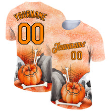 Load image into Gallery viewer, Custom Bay Orange Black 3D Halloween Performance T-Shirt