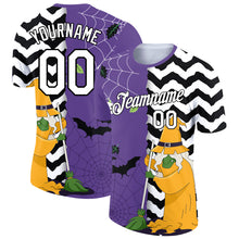Load image into Gallery viewer, Custom Purple White-Black 3D Halloween Performance T-Shirt