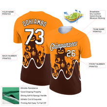 Load image into Gallery viewer, Custom Bay Orange Black-Brown 3D Halloween Performance T-Shirt