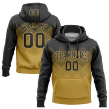 Load image into Gallery viewer, Custom Stitched Black Old Gold 3D Pattern Design Gradient Square Shape Sports Pullover Sweatshirt Hoodie