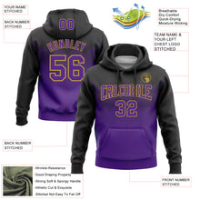 Load image into Gallery viewer, Custom Stitched Black Purple-Old Gold 3D Pattern Design Gradient Square Shape Sports Pullover Sweatshirt Hoodie