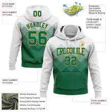 Load image into Gallery viewer, Custom Stitched White Kelly Green-Old Gold 3D Pattern Design Gradient Square Shape Sports Pullover Sweatshirt Hoodie