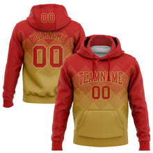 Load image into Gallery viewer, Custom Stitched Red Old Gold 3D Pattern Design Gradient Square Shape Sports Pullover Sweatshirt Hoodie