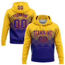 Load image into Gallery viewer, Custom Stitched Yellow Dark Purple-Orange 3D Pattern Design Gradient Square Shape Sports Pullover Sweatshirt Hoodie