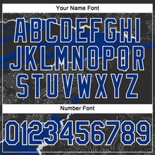 Load image into Gallery viewer, Custom Stitched Black Royal-White 3D Pattern Design Torn Paper Style Sports Pullover Sweatshirt Hoodie