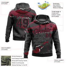 Load image into Gallery viewer, Custom Stitched Black Crimson 3D Pattern Design Torn Paper Style Sports Pullover Sweatshirt Hoodie