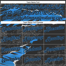 Load image into Gallery viewer, Custom Stitched Black Powder Blue 3D Pattern Design Torn Paper Style Sports Pullover Sweatshirt Hoodie