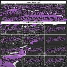 Load image into Gallery viewer, Custom Stitched Black Medium Purple 3D Pattern Design Torn Paper Style Sports Pullover Sweatshirt Hoodie