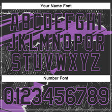 Load image into Gallery viewer, Custom Stitched Black Medium Purple 3D Pattern Design Torn Paper Style Sports Pullover Sweatshirt Hoodie