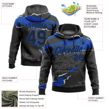 Load image into Gallery viewer, Custom Stitched Black Thunder Blue 3D Pattern Design Torn Paper Style Sports Pullover Sweatshirt Hoodie